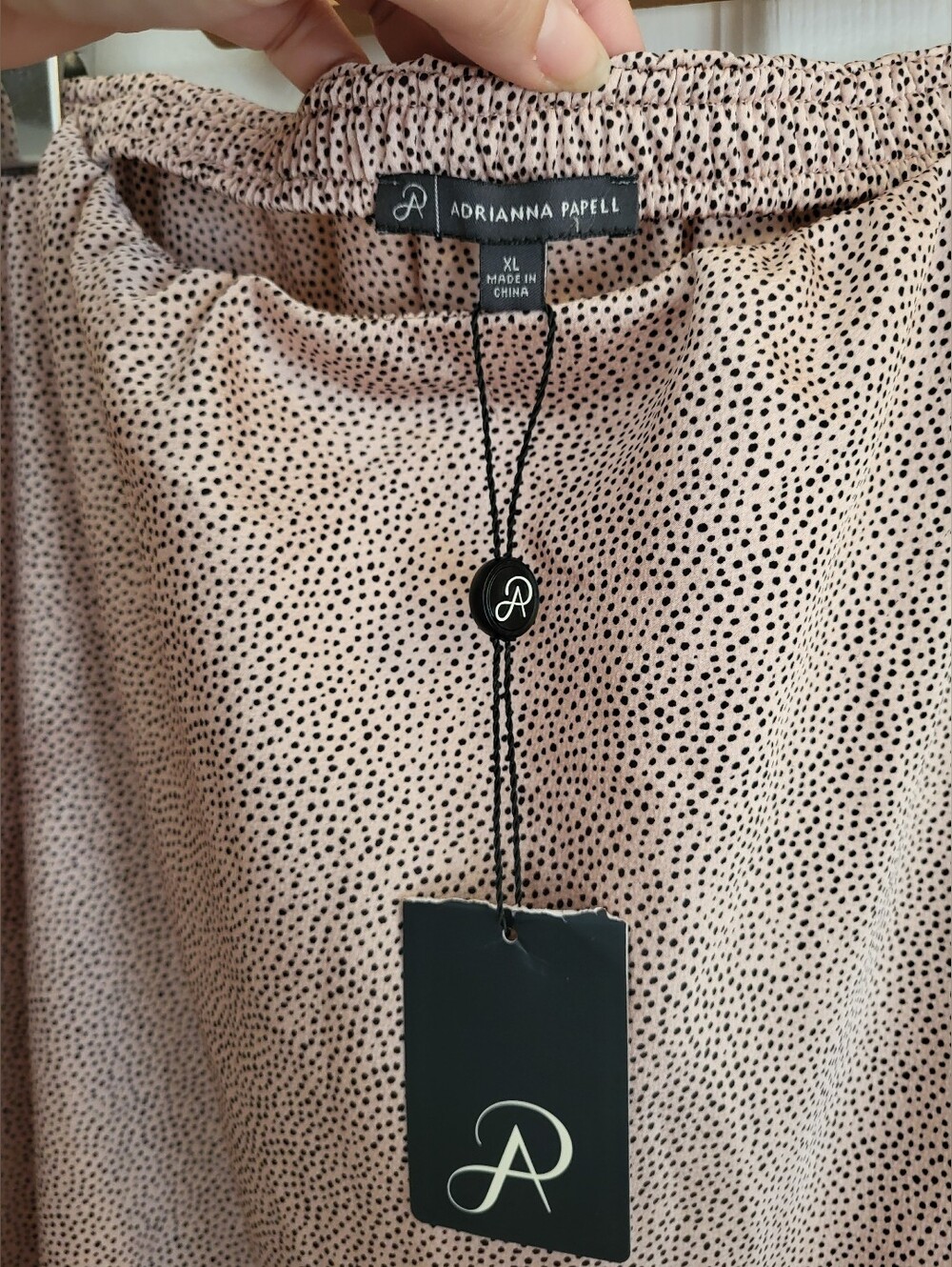Adrianna Papell Blush Pink Dot Print Top